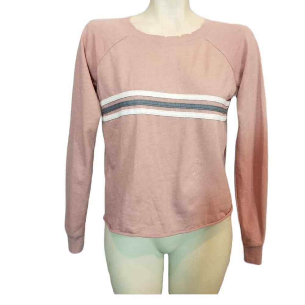 Socialite Pink Top With Grey & White Stripes Sz XS